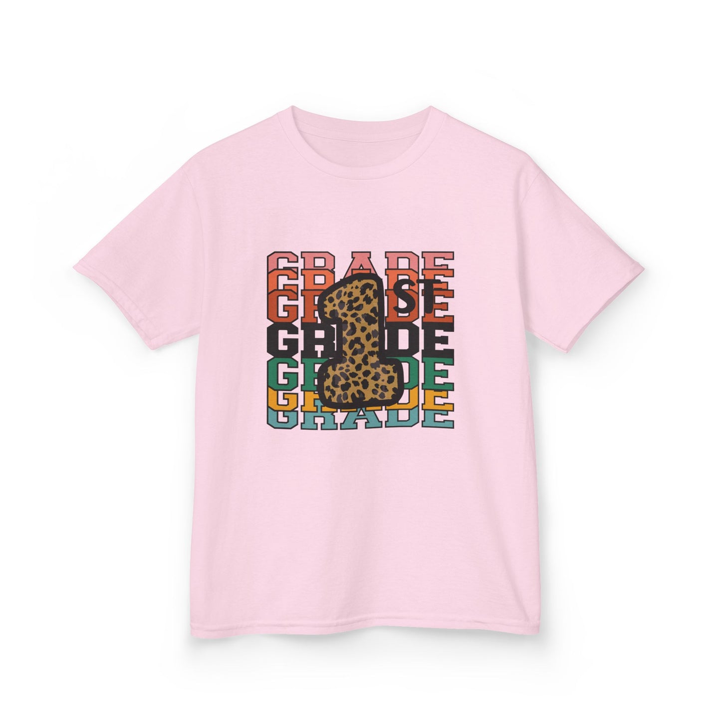 1st Grade Fun Animal Print Kids Heavy Cotton Tee - Perfect for Back to School & Play!