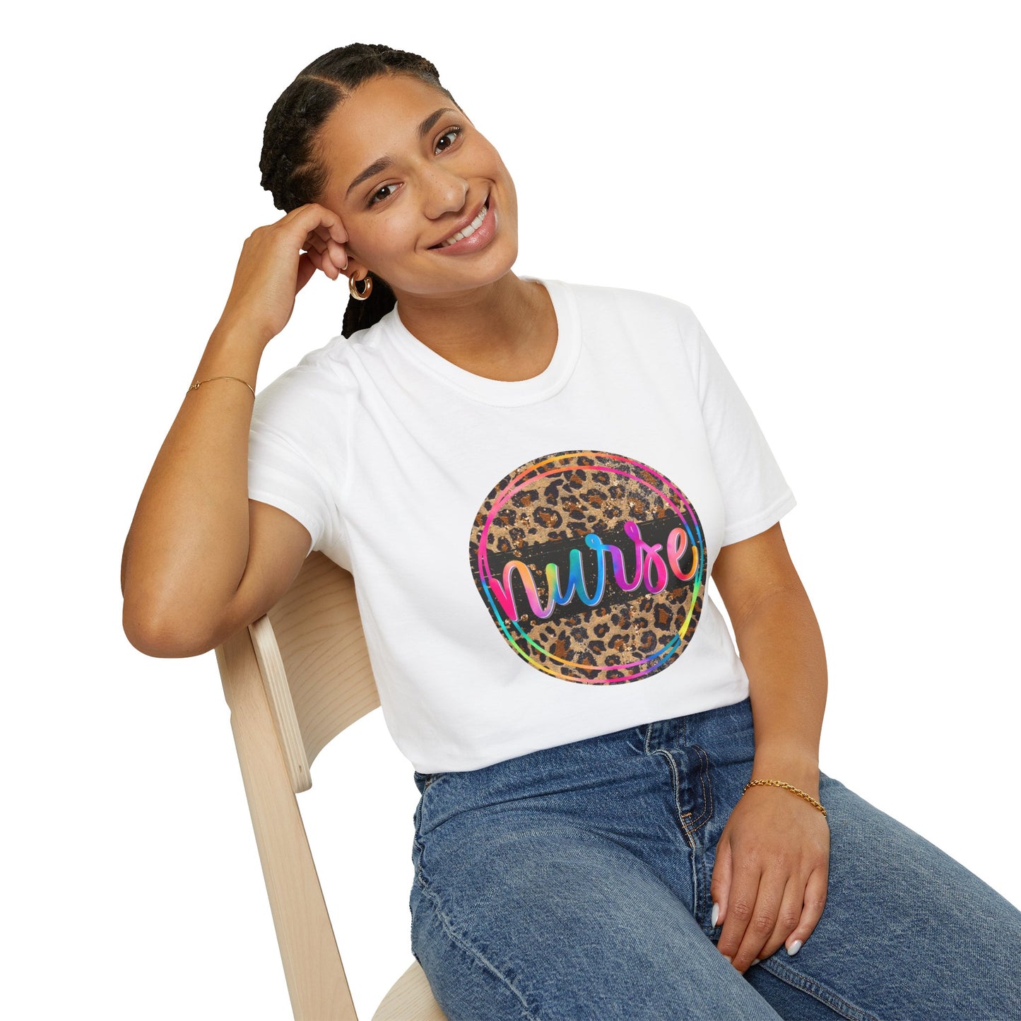 Leopard Print Nurse T-Shirt | Unisex Softstyle Tee for Healthcare Heroes