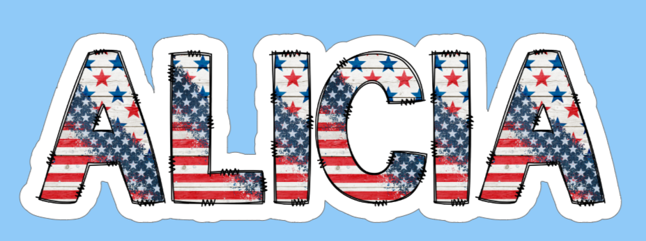 Red, White, and Blue Flag Name Decal