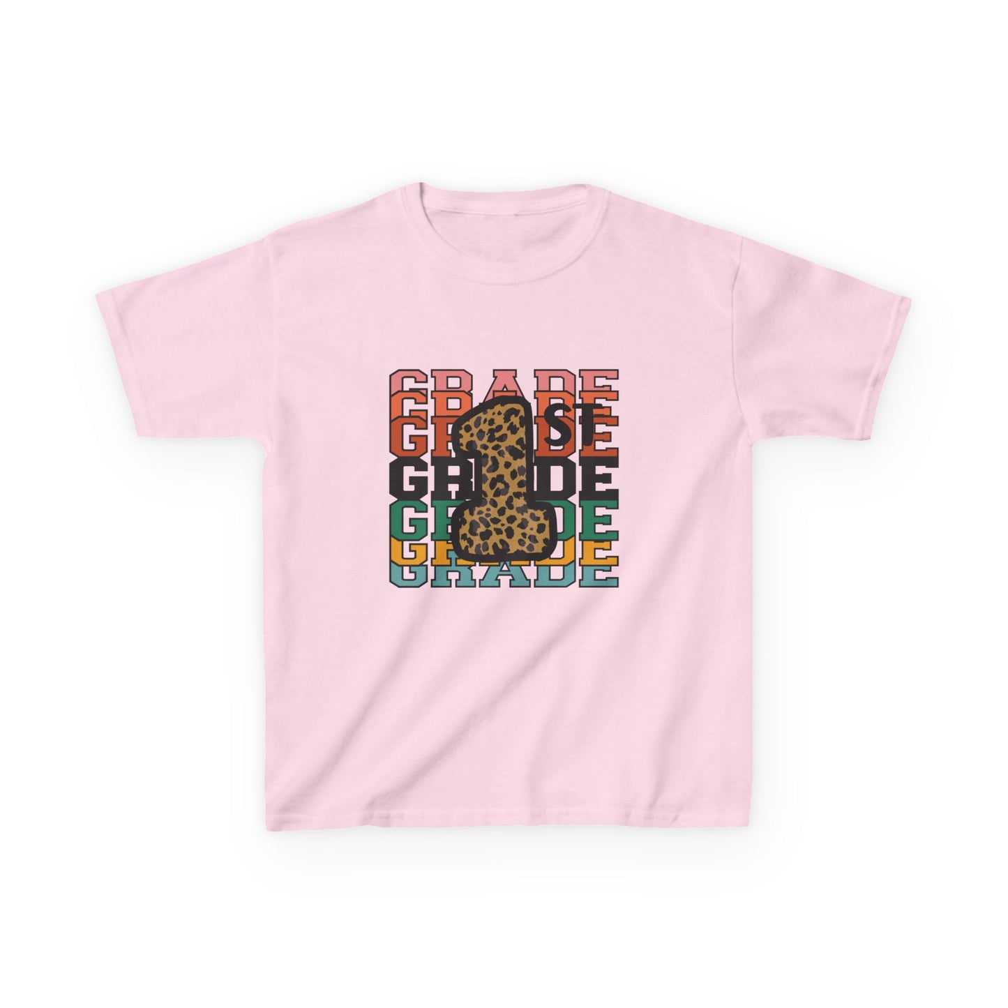 1st Grade Fun Animal Print Kids Heavy Cotton Tee - Perfect for Back to School & Play!