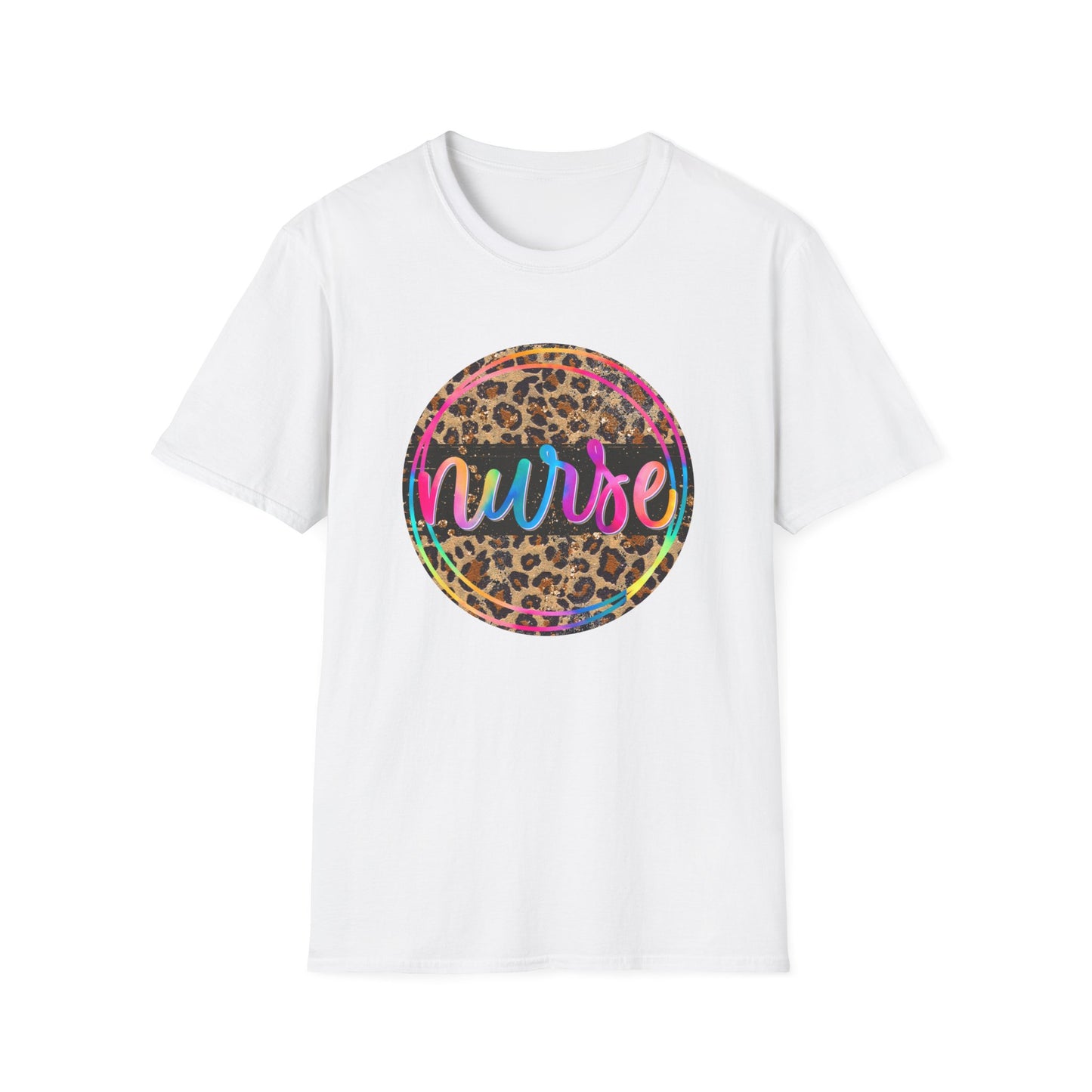 Leopard Print Nurse T-Shirt | Unisex Softstyle Tee for Healthcare Heroes