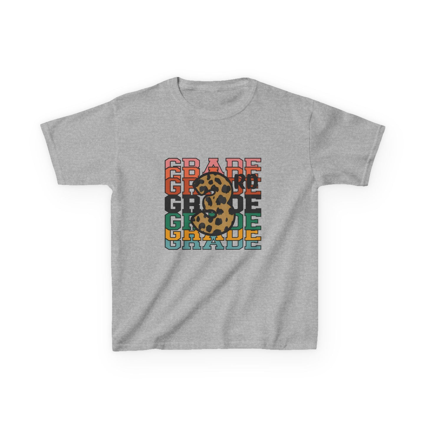 3rd Grade Fun Animal Print Kids Heavy Cotton Tee - Perfect for Back to School & Play!
