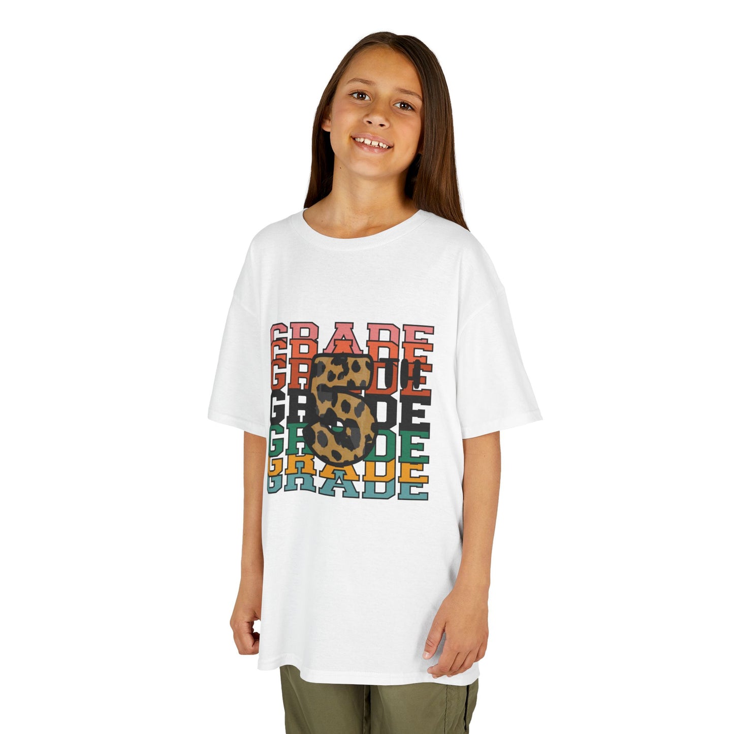 5th Grade Fun Animal Print Kids Heavy Cotton Tee - Perfect for Back to School & Play!
