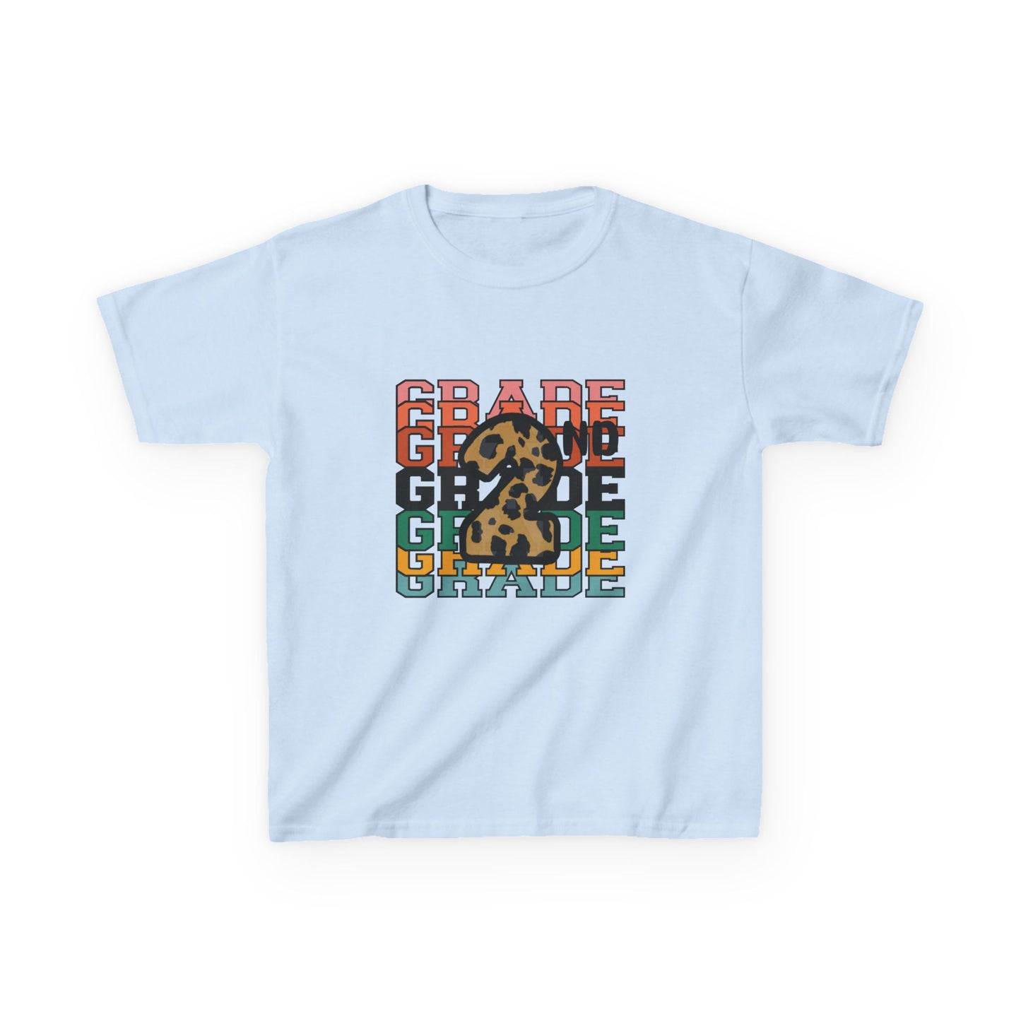 2nd Grade Fun Animal Print Kids Heavy Cotton Tee - Perfect for Back to School & Play!