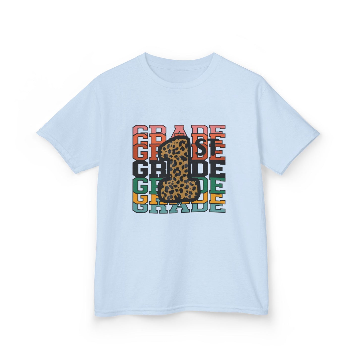 1st Grade Fun Animal Print Kids Heavy Cotton Tee - Perfect for Back to School & Play!