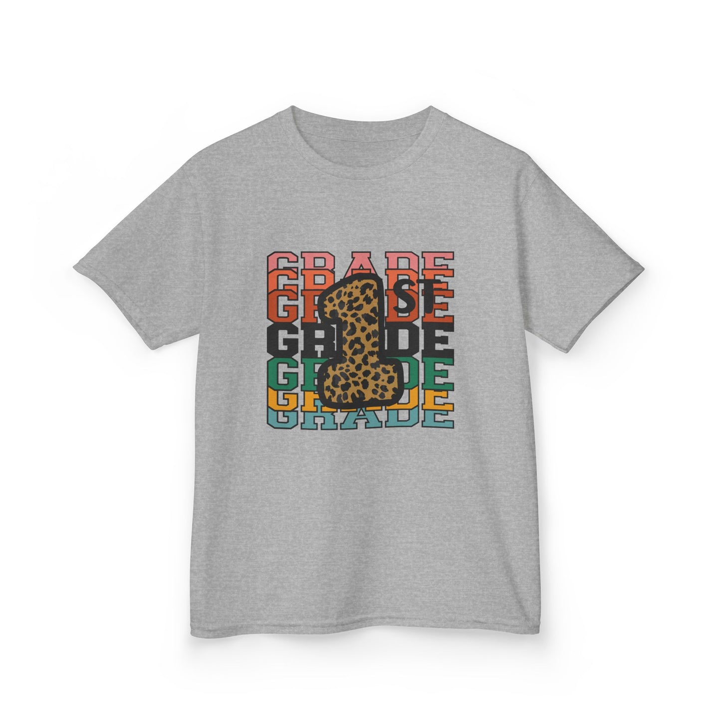 1st Grade Fun Animal Print Kids Heavy Cotton Tee - Perfect for Back to School & Play!