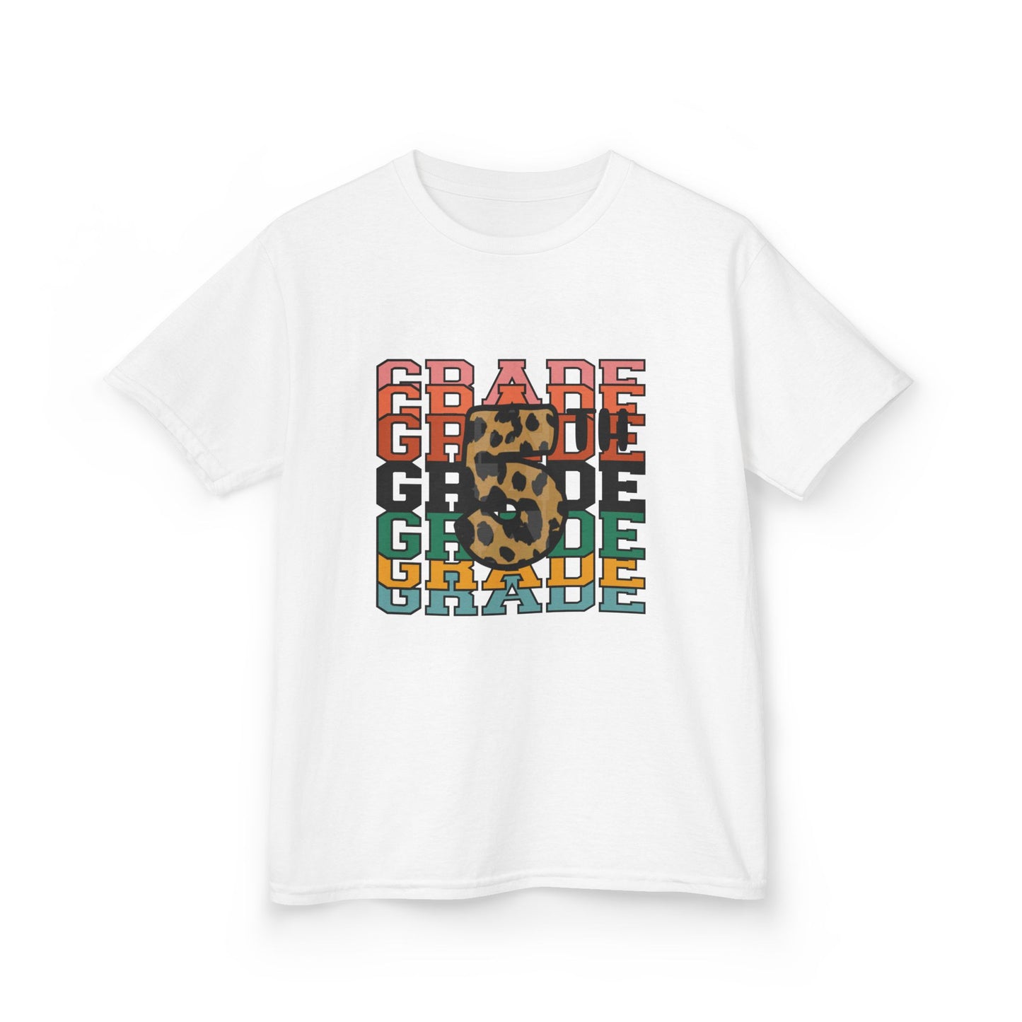 5th Grade Fun Animal Print Kids Heavy Cotton Tee - Perfect for Back to School & Play!