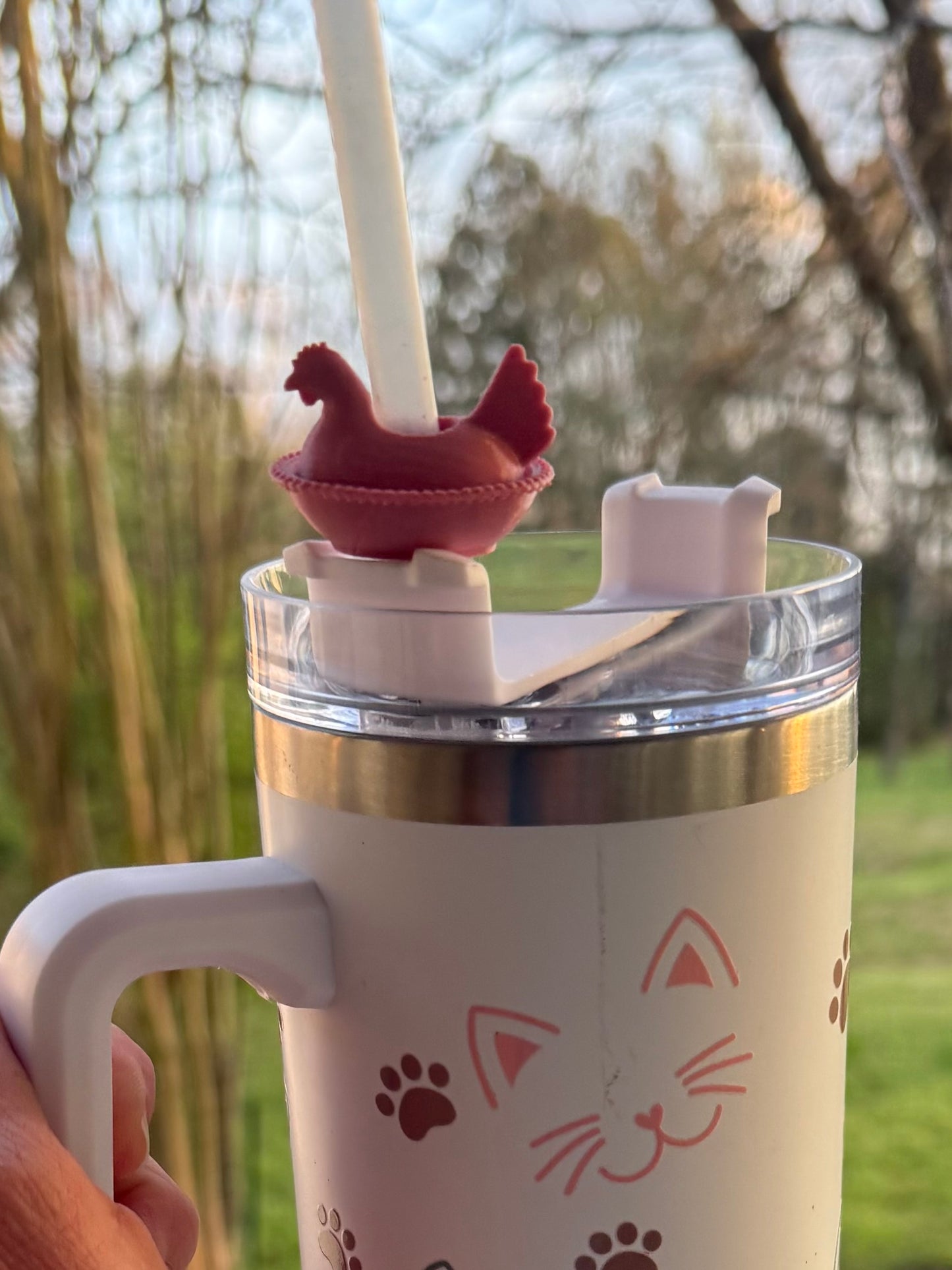 Laying Hen Straw Topper, Keychain, or Magnets