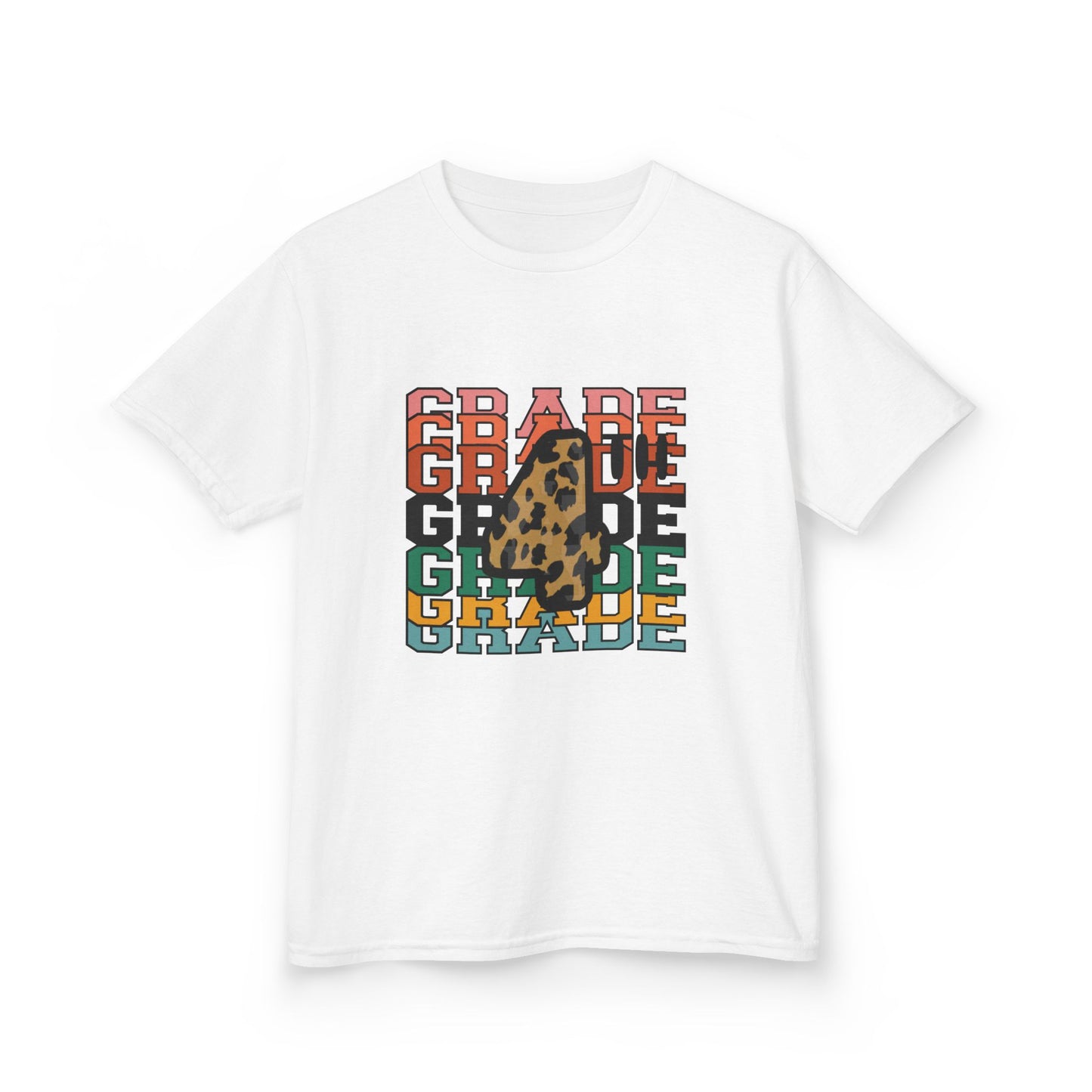 4th Grade Fun Animal Print Kids Heavy Cotton Tee - Perfect for Back to School & Play!