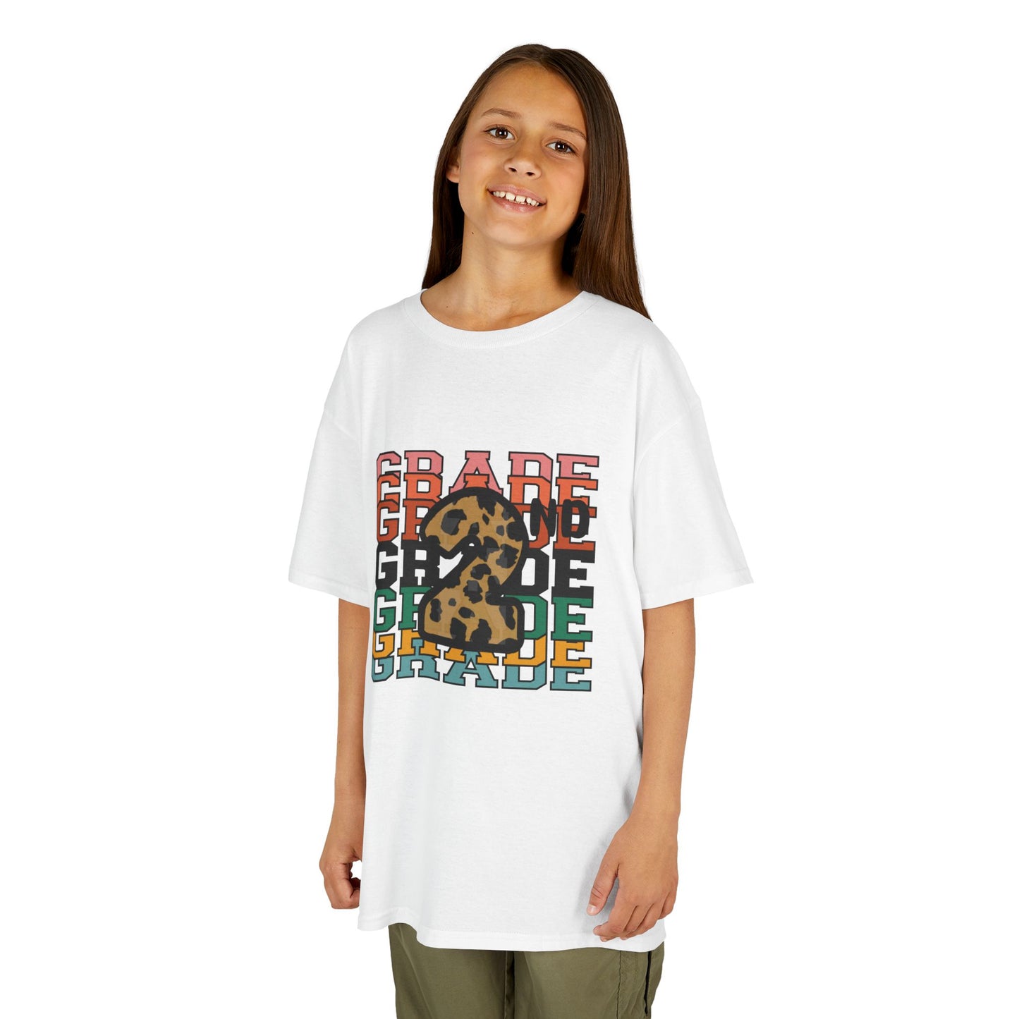 2nd Grade Fun Animal Print Kids Heavy Cotton Tee - Perfect for Back to School & Play!