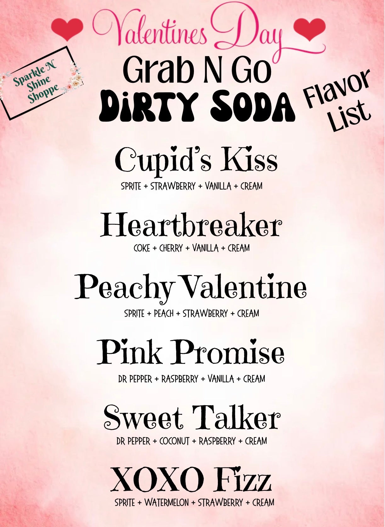 Valentine Themed Dirty Soda Pouches