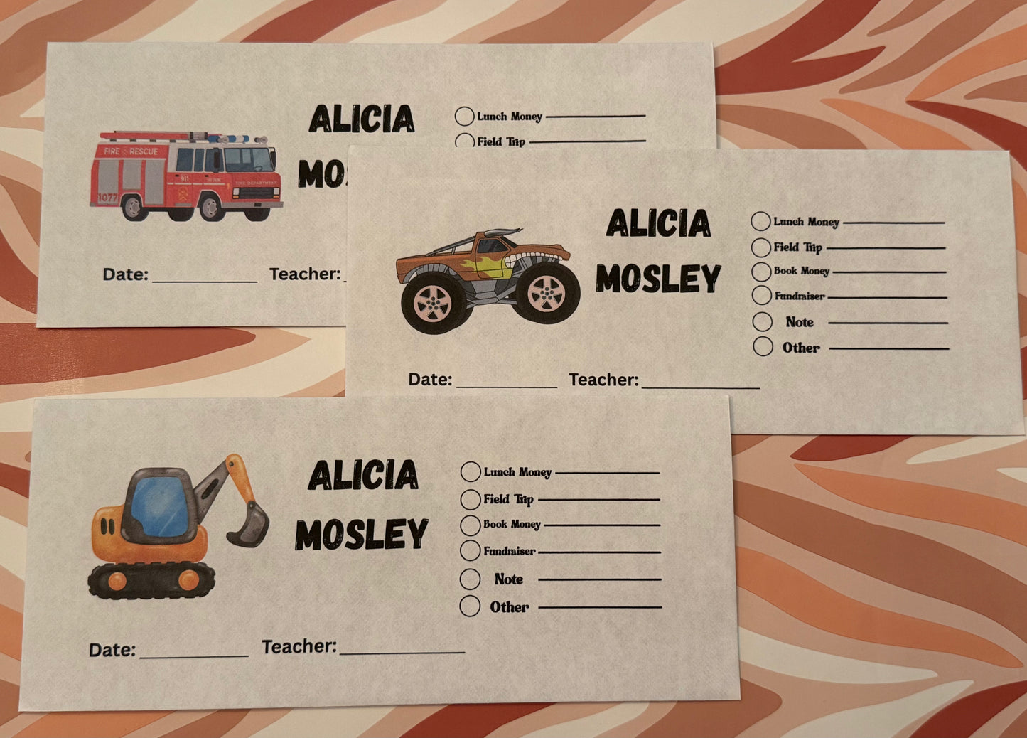 Back to School Personalized Envelopes AND Note