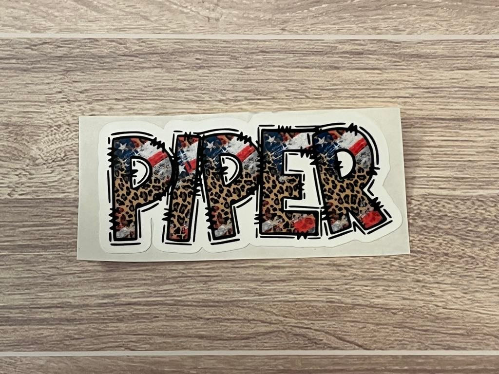 Red, White, and Blue Flag Name Decal
