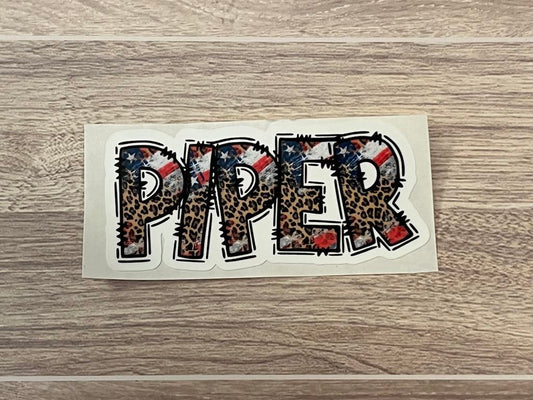 Red, White, and Blue Flag Name Decal