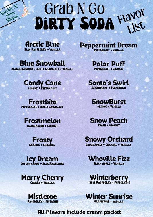 Winter Themed Grab N Go Dirty Soda Flavor Pouches | Just add to soda, Stir and Enjoy | Stocking Stuffers