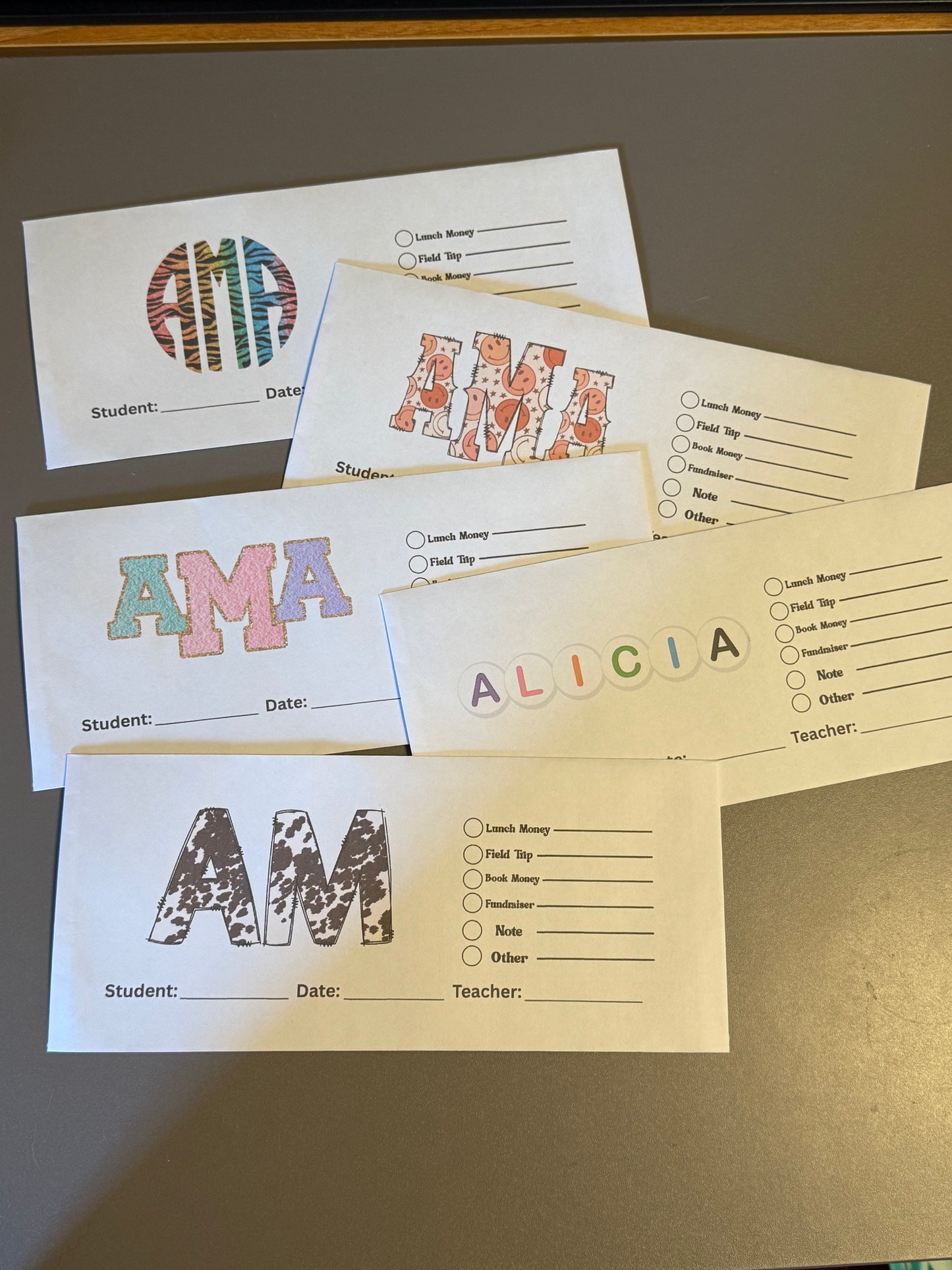 Back to School Custom Monogram Envelopes