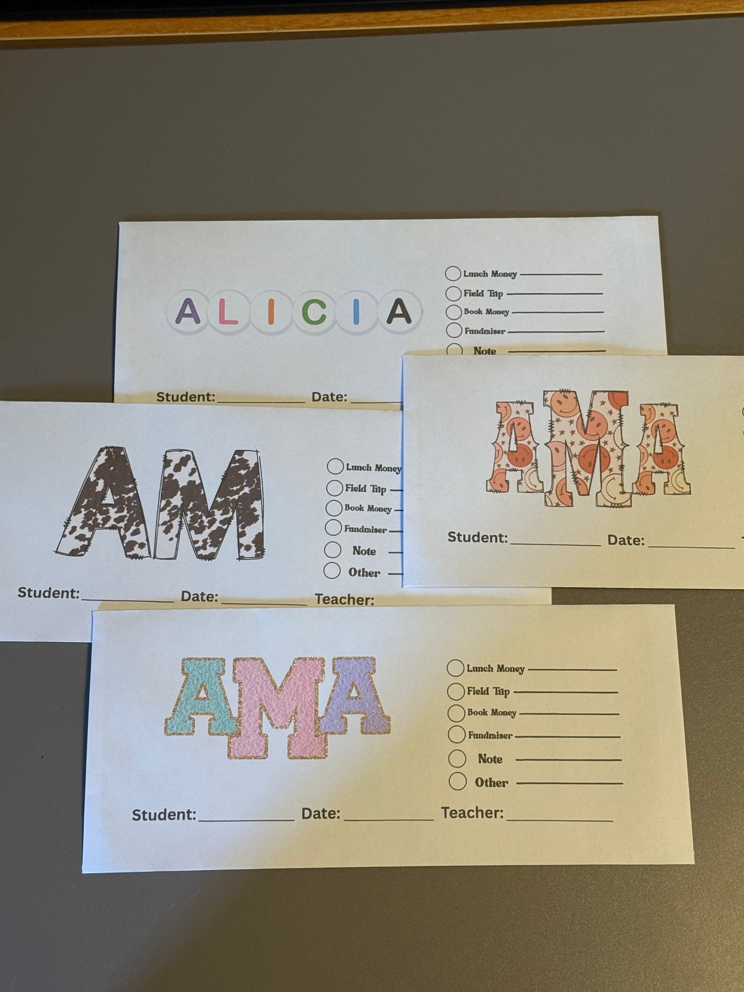 Back to School Custom Monogram Envelopes