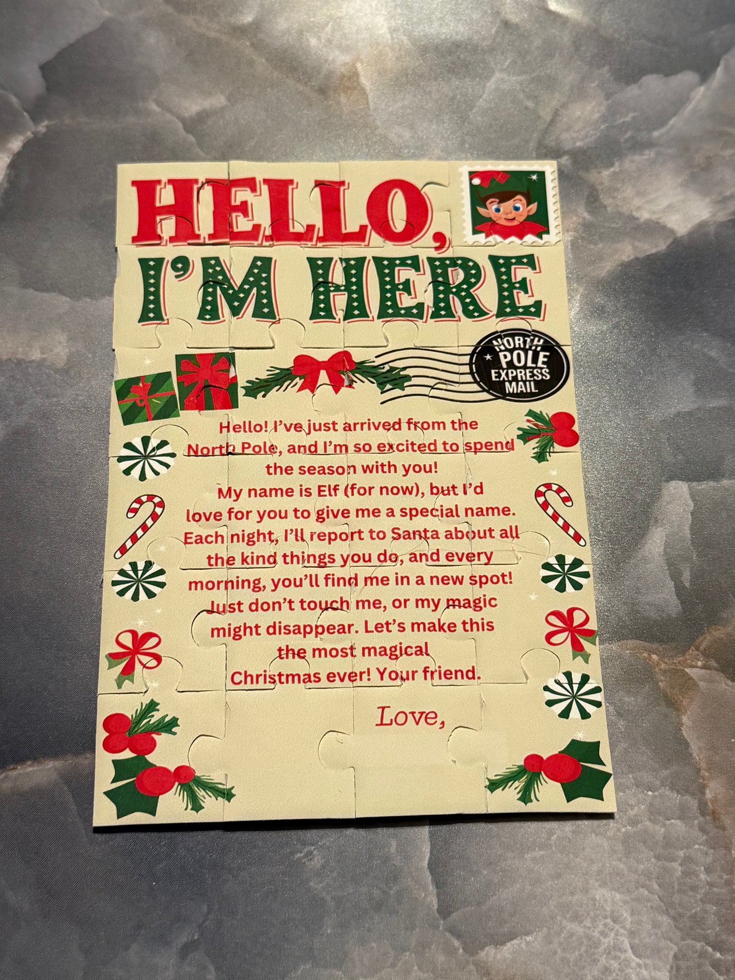 Christmas Elf Foam Puzzle | Elf Return Letter