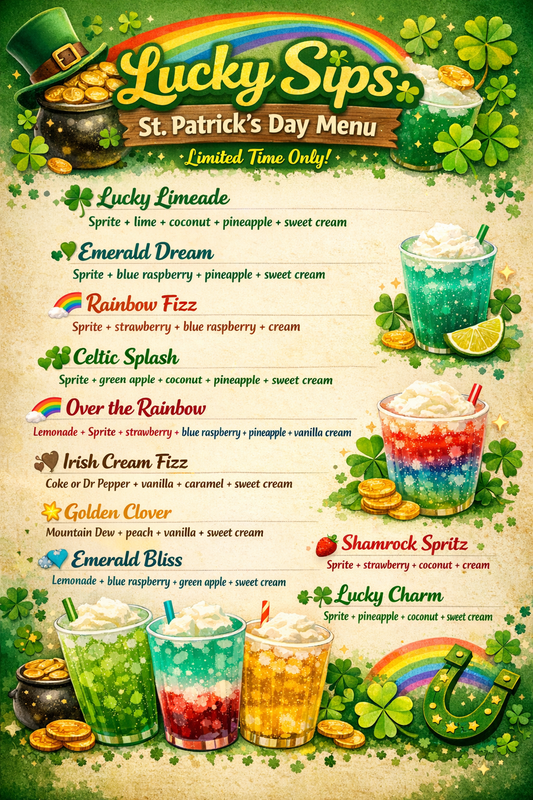 St. Patrick’s Day Themed Dirty Soda Pouches