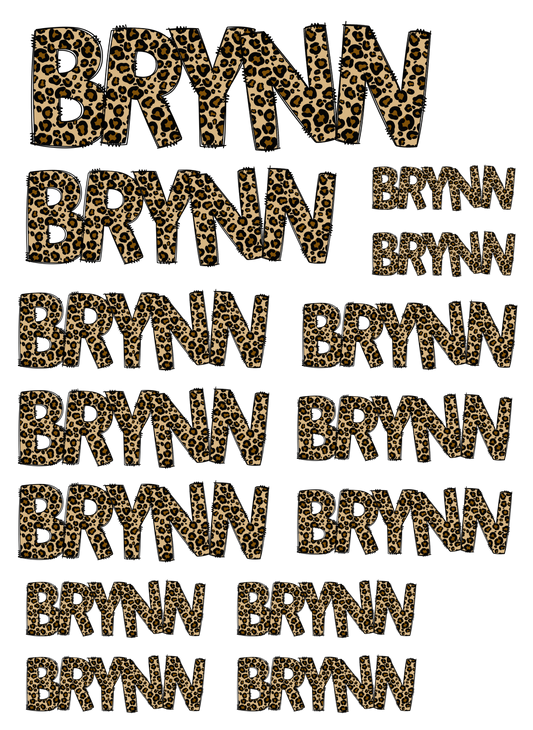 Full Page of Name Decals VARIOUS SIZES