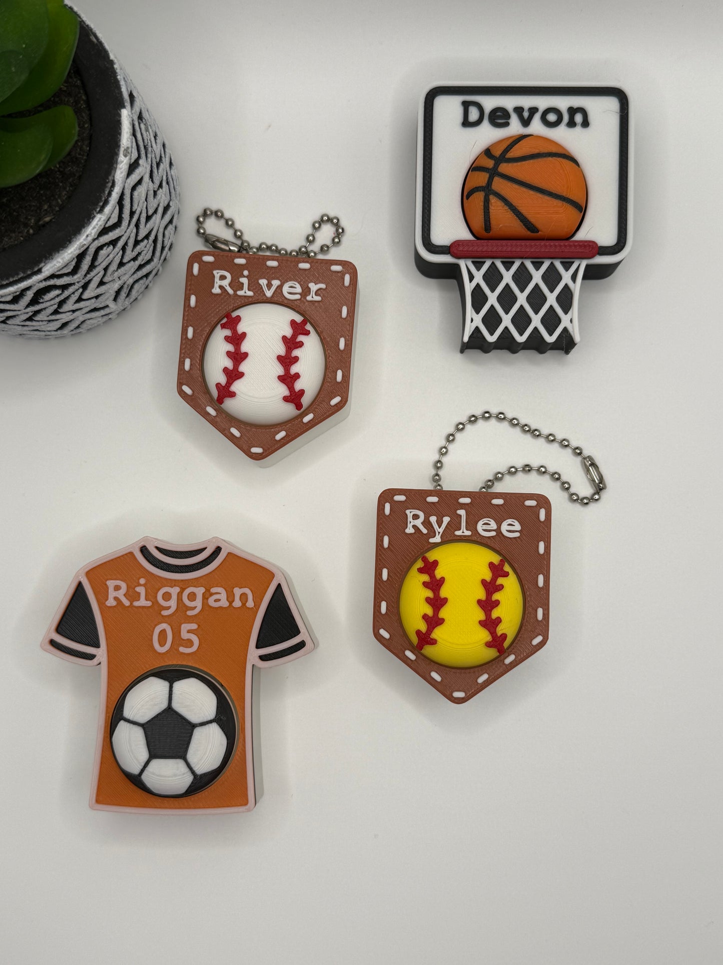 Personalized Sports Fidget Clickers | Baseball Home Plate | Softball Home Plate | Basketball Goal | Soccer Jersey | Football |Keychains