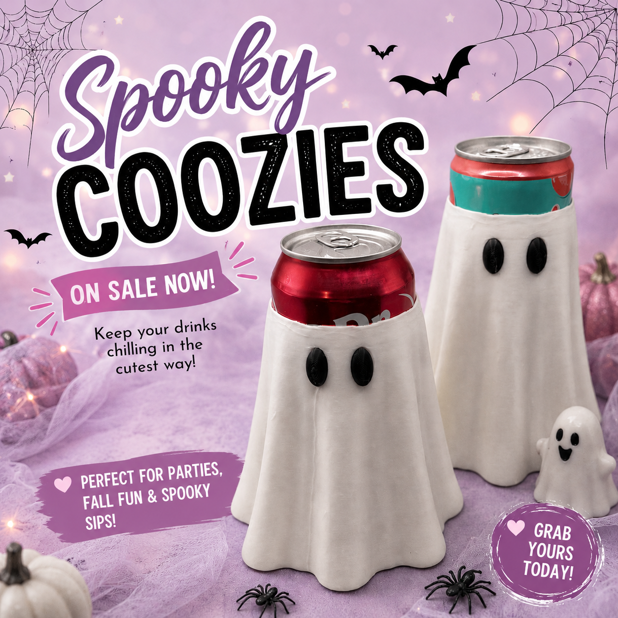 Ghost Can Coozies | 12 oz Regular and Slim Option