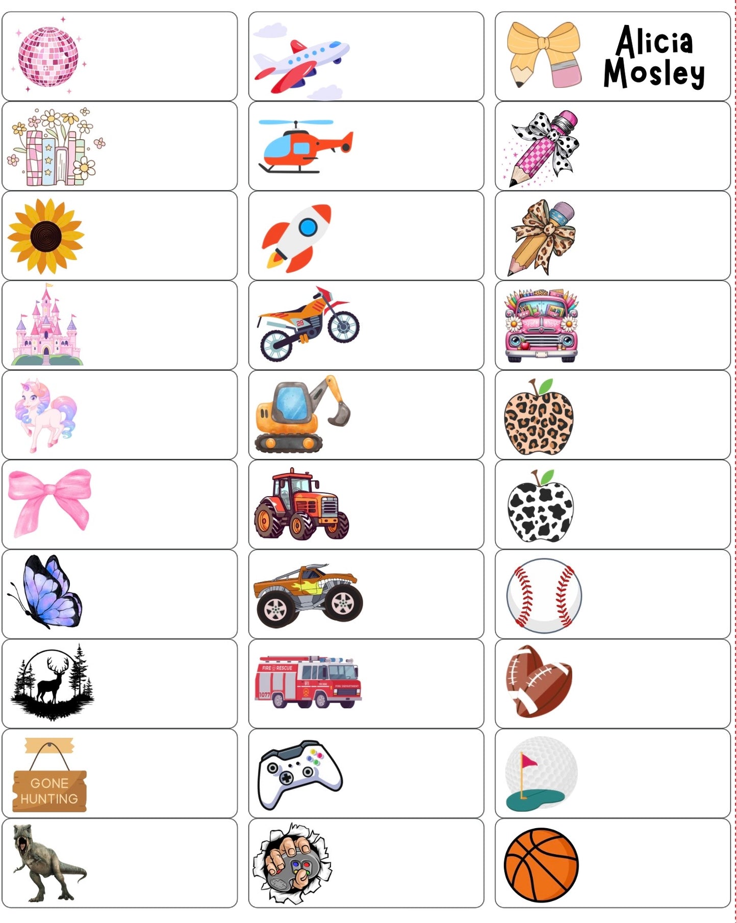 Back to School Name Labels | Sheet of 30