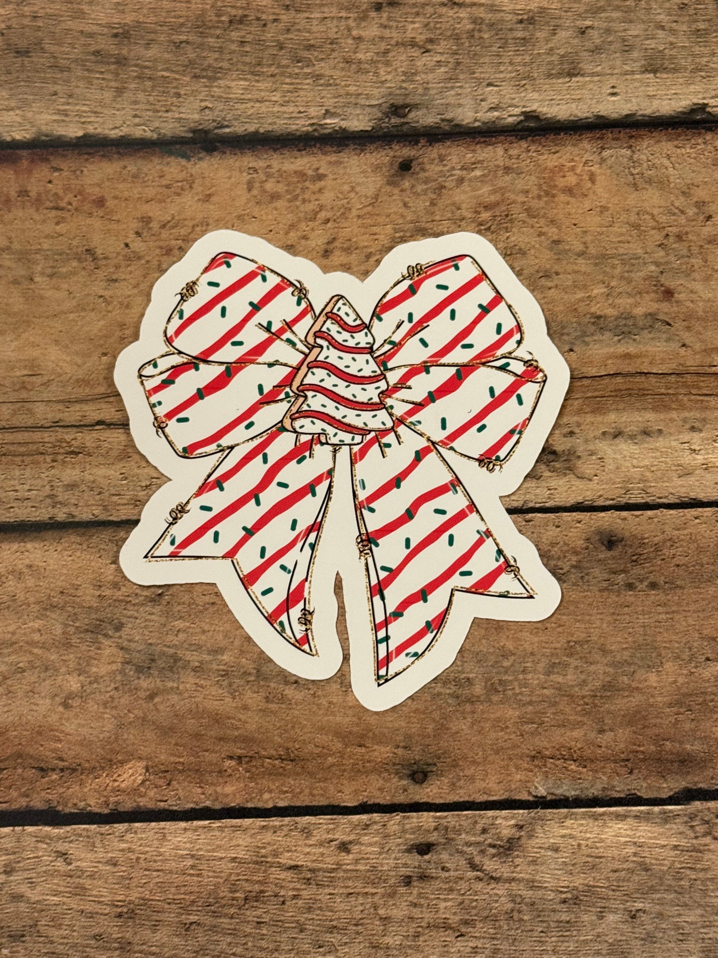 Christmas Tree Cake Personalized Name Decal | Christmas Tree Cake Bow Decal