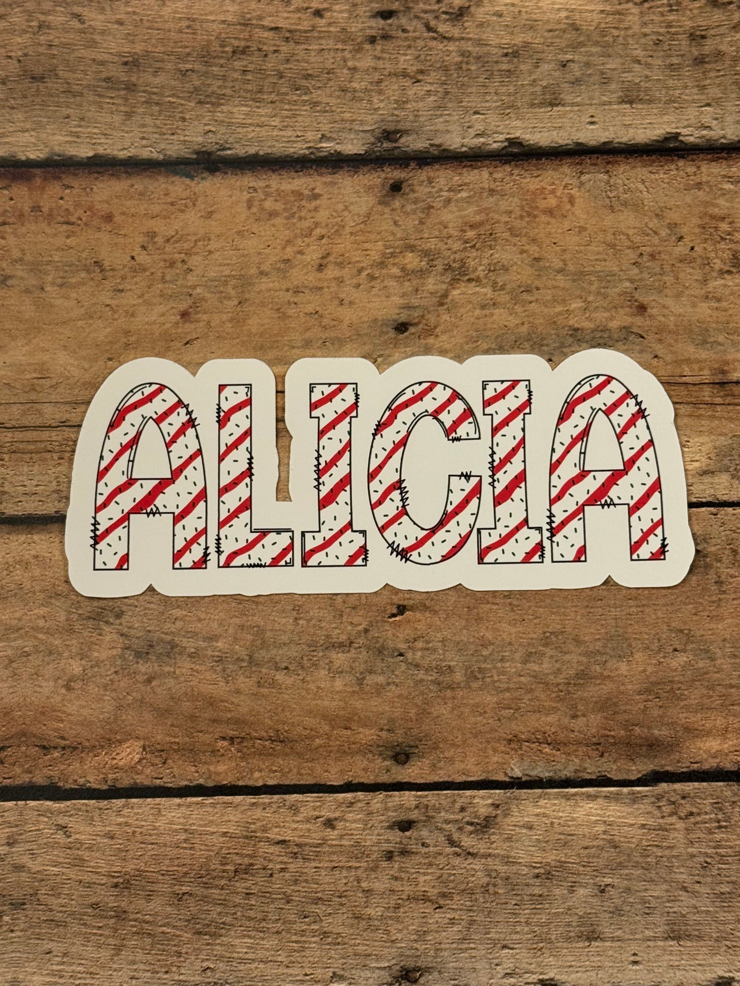 Christmas Tree Cake Personalized Name Decal | Christmas Tree Cake Bow Decal